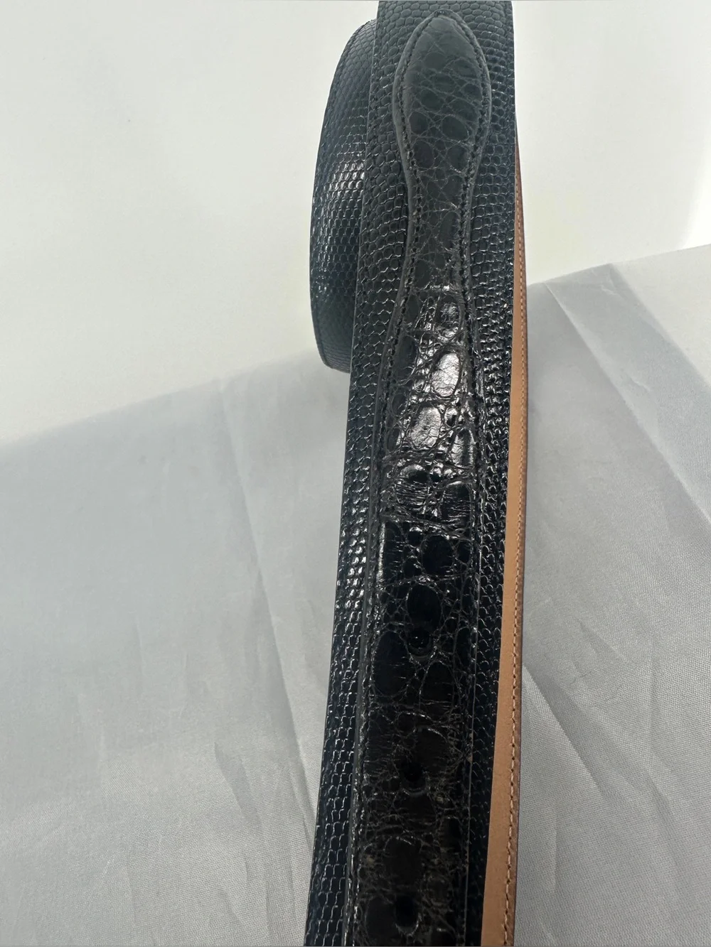 Neiman Marcus black croc and lizard vintage western leather belt